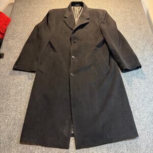 Weatherproof Garment Co Mens Black Cashmere Blend Overcoat Jacket Size 40 Short